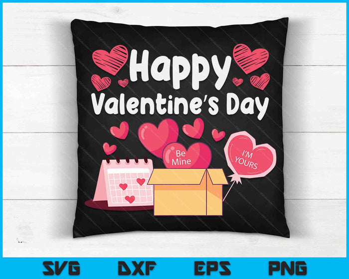 Happy Valentines Day Be Mine schattige harten V-Day pyjama SVG PNG digitale snijbestanden