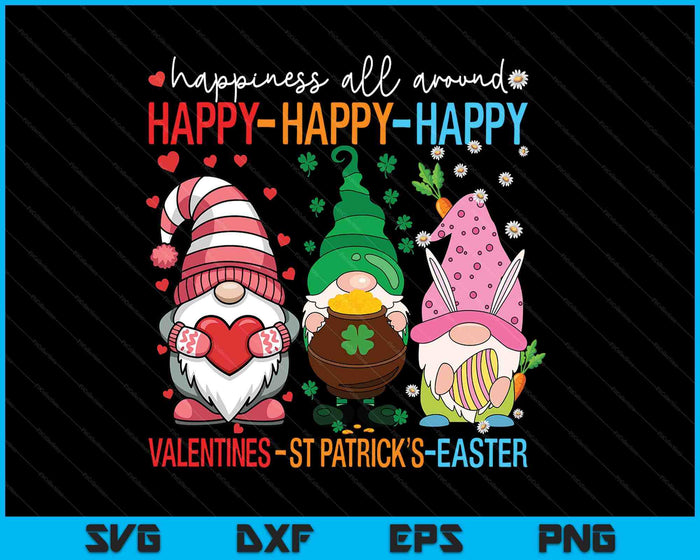 Happy Valentines St Patrick Easter Happy Holiday Gnome SVG PNG Digital Printable Files