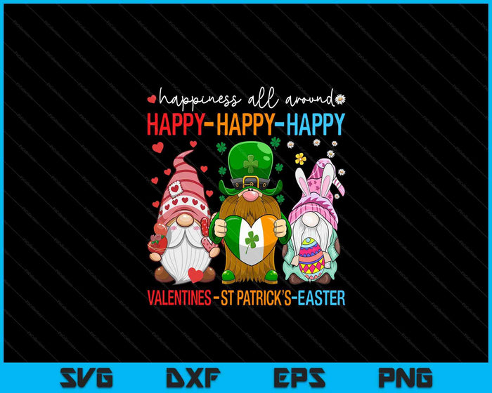 Happy Valentines St Patrick Easter Happy Holiday Gnome SVG PNG Digital Printable Files