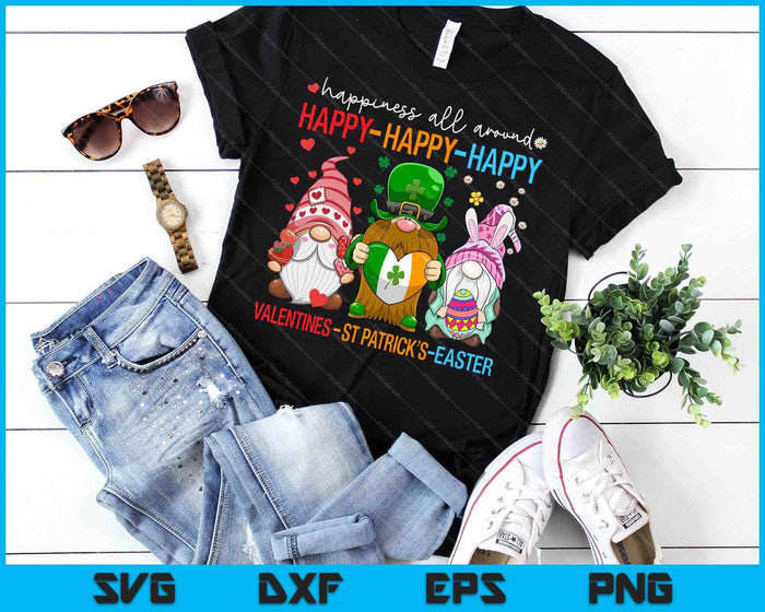 Happy Valentines St Patrick Easter Happy Holiday Gnome SVG PNG Digital Printable Files