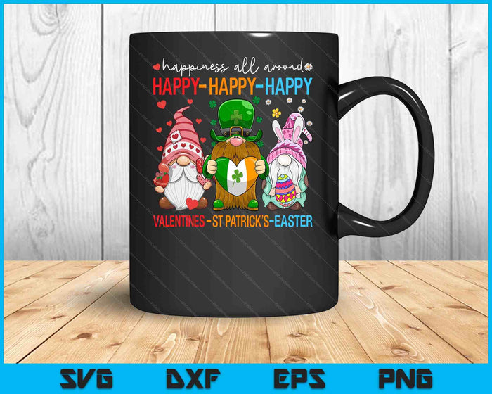 Happy Valentines St Patrick Easter Happy Holiday Gnome SVG PNG Digital Printable Files