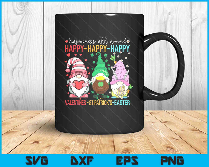 Happy Valentines St Patrick Easter Happy Holiday Gnome SVG PNG Digital Printable Files