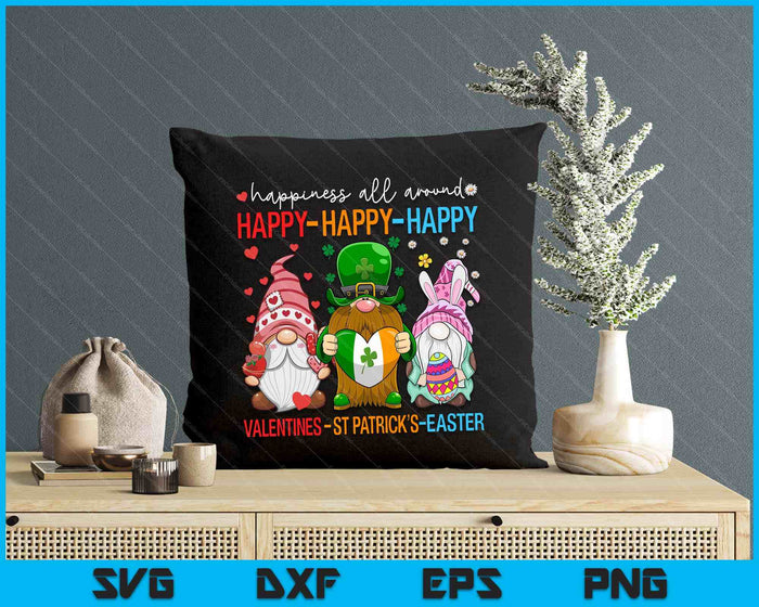 Happy Valentines St Patrick Easter Happy Holiday Gnome SVG PNG Digital Printable Files