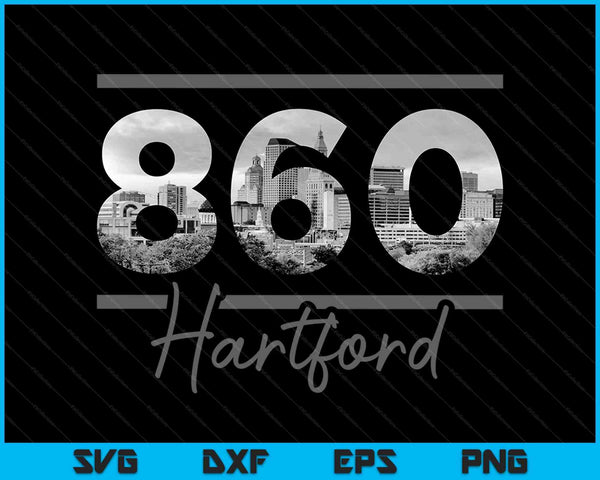 Hartford 860 Area Code Skyline Connecticut Vintage SVG PNG Cutting Printable Files