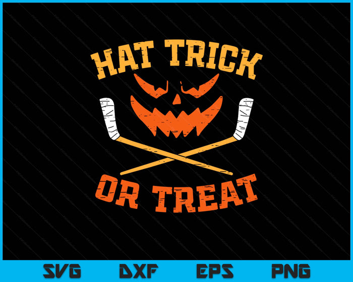 Hat Trick Or Treat Ice Hockey Halloween Boy Men Player Coach SVG PNG Digital Printable Files