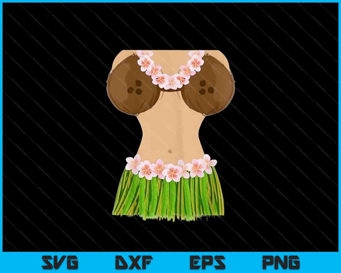 Hawaiian Coconut Shell Bra Funny Halloween Party SVG PNG Digital Printable Files