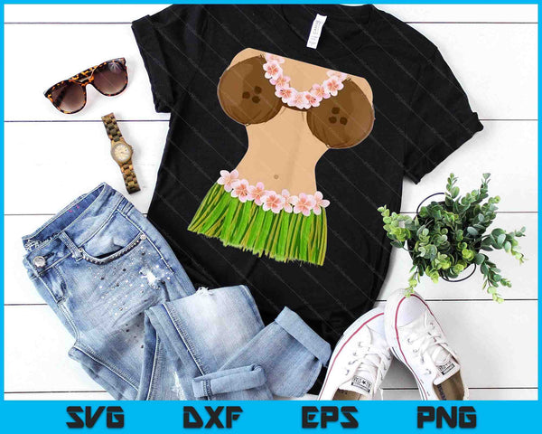 Hawaiian Coconut Shell Bra Funny Halloween Party SVG PNG Digital Printable Files
