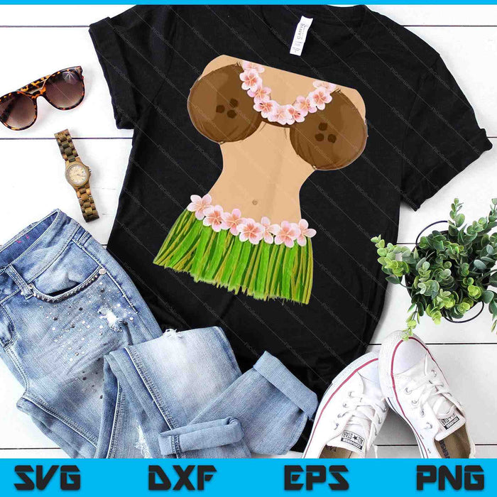 Hawaiian Coconut Shell Bra Funny Halloween Party SVG PNG Digital Printable Files