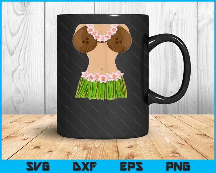 Hawaiian Coconut Shell Bra Funny Halloween Party SVG PNG Digital Printable Files