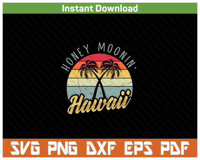 Hawaiian Honeymoon Couple SVG PNG Cutting Files