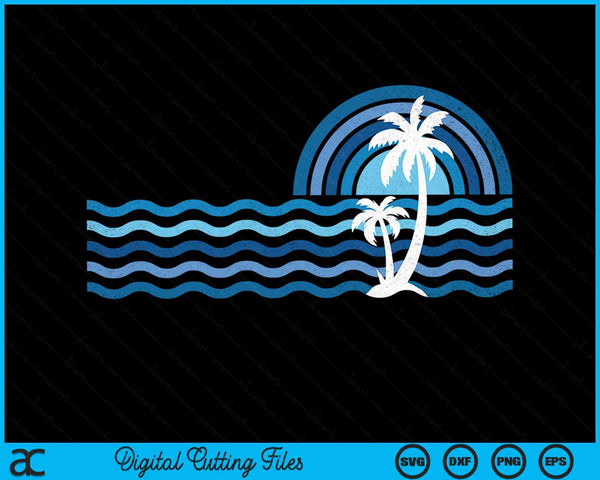 Hawaiian vintage 80s 90s palm trees sunset summer vacation SVG cut file