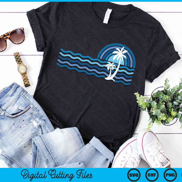 Hawaiian Vintage 80s 90s Palm Trees Sunset Summer Vacation SVG PNG Digital Cutting Files