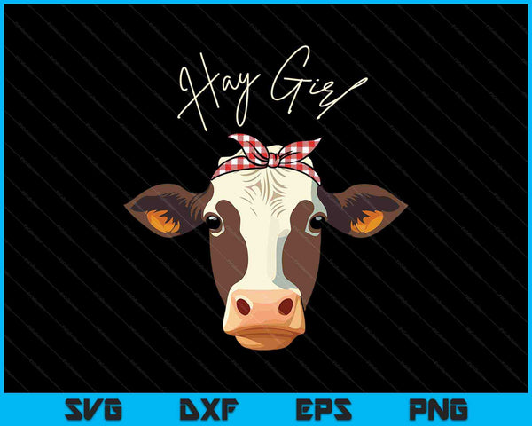 Hay Girl boer grappige vee koe boerderij SVG PNG snijden afdrukbare bestanden