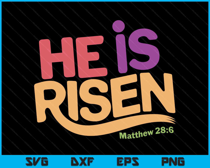 He Is Risen Bible Verse Christian SVG PNG Digital Printable Files