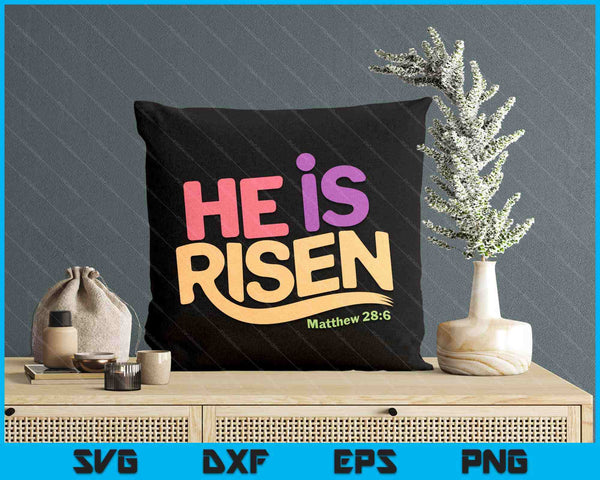 He Is Risen Bible Verse Christian SVG PNG Digital Printable Files