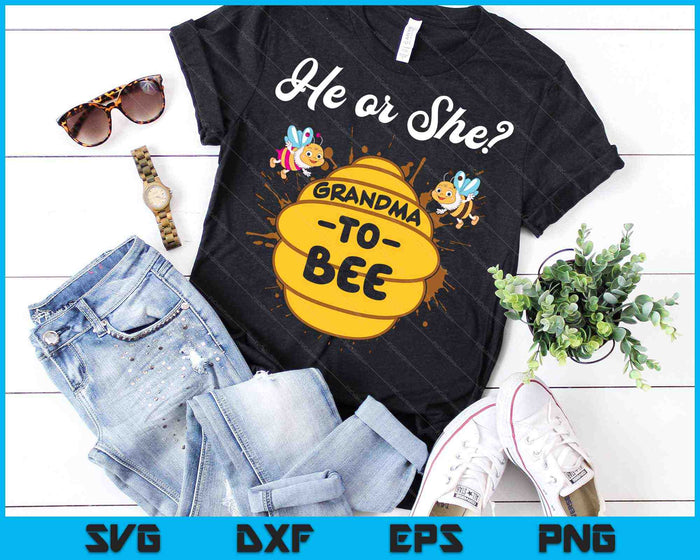 Él o ella abuela a abeja género bebé revelar SVG PNG archivos de corte digital