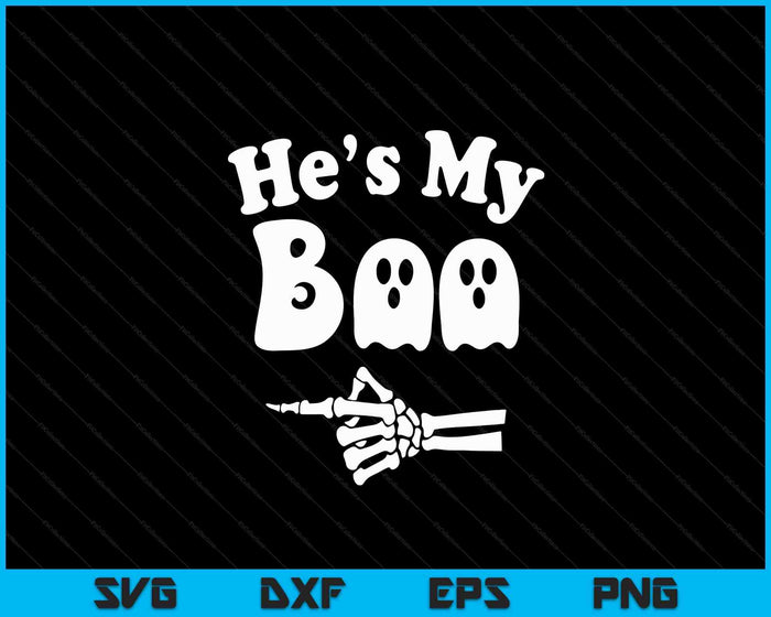 He's My Boo Matching Halloween Pajama Couples SVG PNG Digital Cutting File