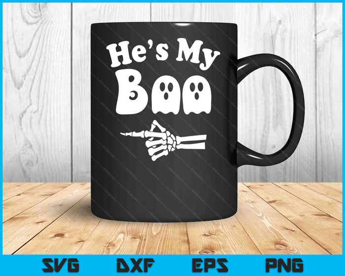 He's My Boo Matching Halloween Pajama Couples SVG PNG Digital Cutting File