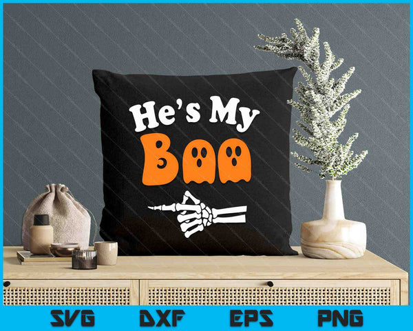 He's My Boo Matching Halloween Pajama Couples SVG PNG Digital Cutting File