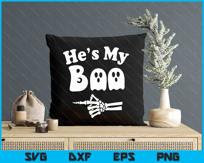 He's My Boo Matching Halloween Pajama Couples SVG PNG Digital Cutting File