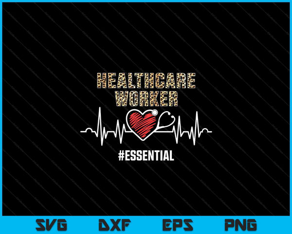 Healthcare worker #essential heartbeat nursing leopard SVG cut file