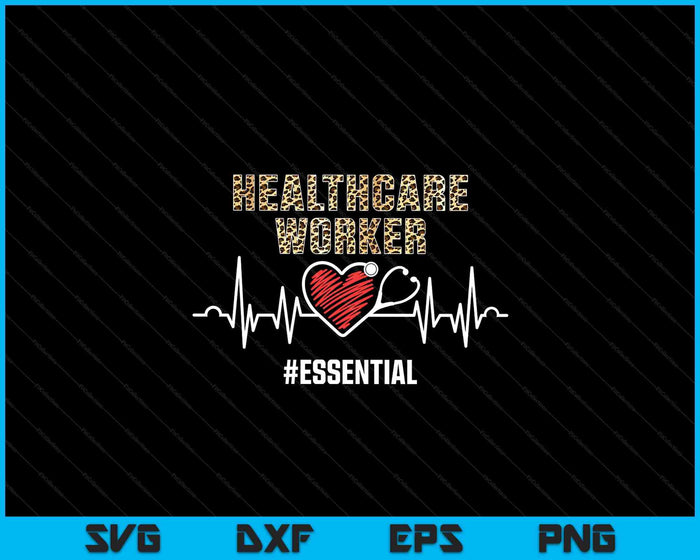Healthcare Worker #Essential Heartbeat Nursing Leopard SVG PNG Digital Printable Files
