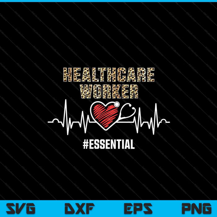 Healthcare Worker #Essential Heartbeat Nursing Leopard SVG PNG Digital Printable Files