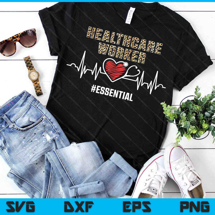 Healthcare Worker #Essential Heartbeat Nursing Leopard SVG PNG Digital Printable Files