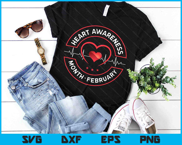 Heart Awareness Month February SVG PNG Digital Printable Files