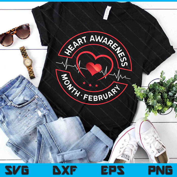 Heart Awareness Month February SVG PNG Digital Printable Files