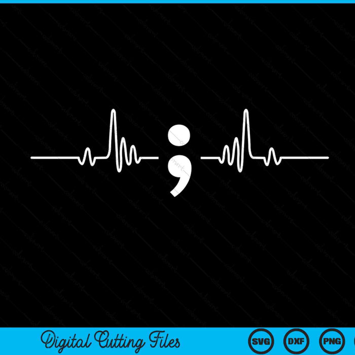 Heart beat semicolon mental health awareness SVG cut file