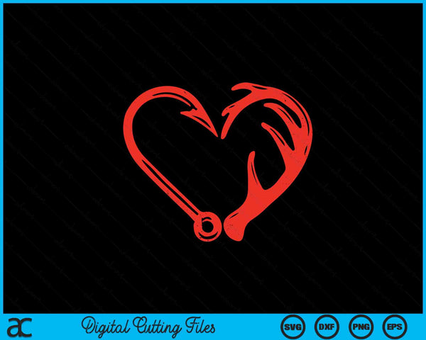 Heart fishing hook Valentines Day cool fisherman angler SVG cut file