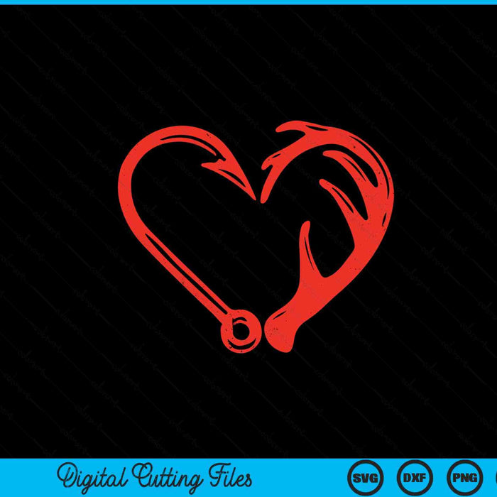 Heart fishing hook Valentines Day cool fisherman angler SVG PNG cut file for Cricut