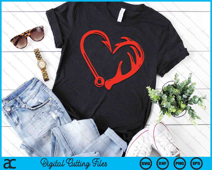 Heart Fishing Hook Valentines Day Cool Fisherman Angler SVG PNG Digital Printable Files