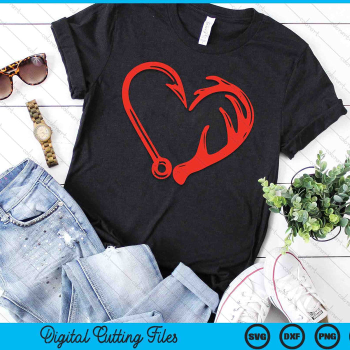 Heart Fishing Hook Valentines Day Cool Fisherman Angler SVG PNG Digital Printable Files