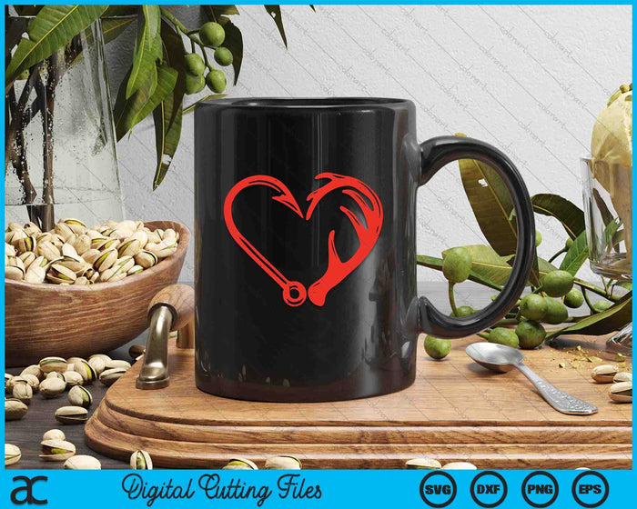 Heart Fishing Hook Valentines Day Cool Fisherman Angler SVG PNG Digital Printable Files
