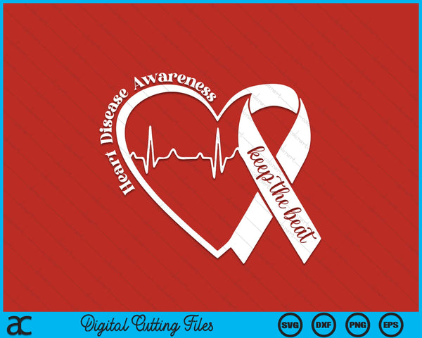 Heart health heart disease awareness heartbeat CHD wear red SVG cut file