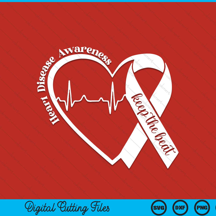 Heart health heart disease awareness heartbeat CHD wear red SVG cut file