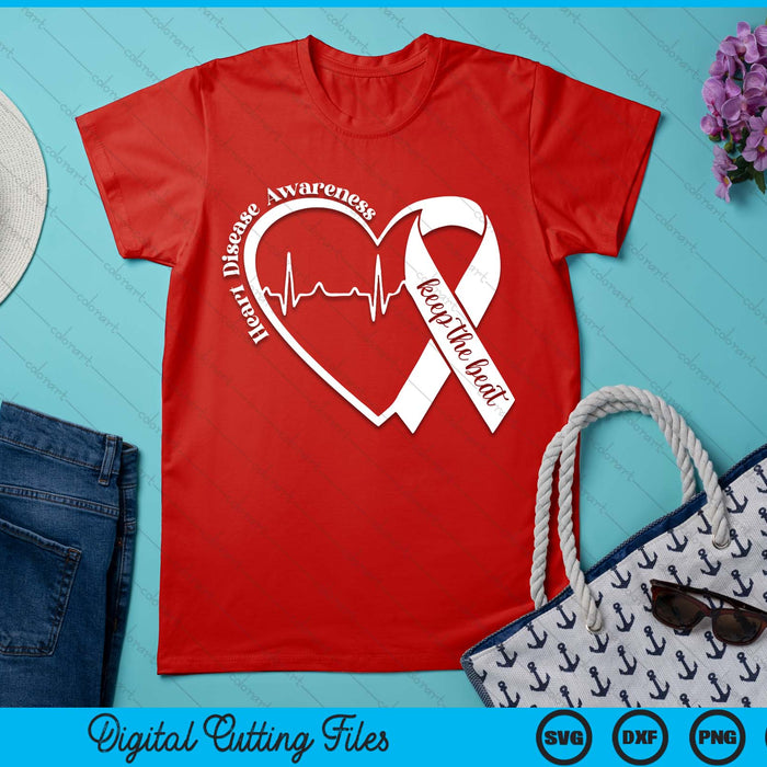 Heart Health Heart Disease Awareness HeartBeat CHD Wear Red SVG PNG Digital Printable Files