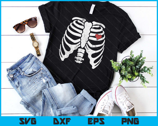 Heart Rib Cage X-Ray Adult Kids Funny Halloween Skeleton SVG PNG Digital Printable Files