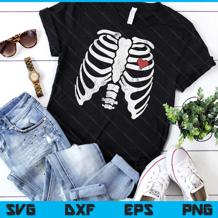 Hart ribbenkast X-Ray volwassen kinderen grappige Halloween skelet SVG PNG digitale afdrukbare bestanden