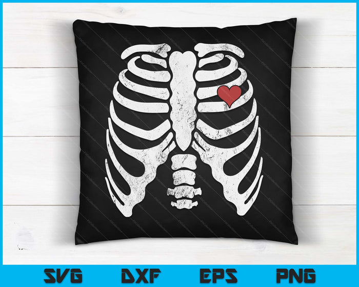 Hart ribbenkast X-Ray volwassen kinderen grappige Halloween skelet SVG PNG digitale afdrukbare bestanden