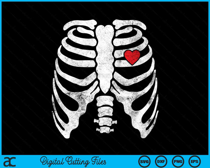 Heart Rib Cage X-Ray Halloween Skeleton SVG PNG Digital Cutting Files