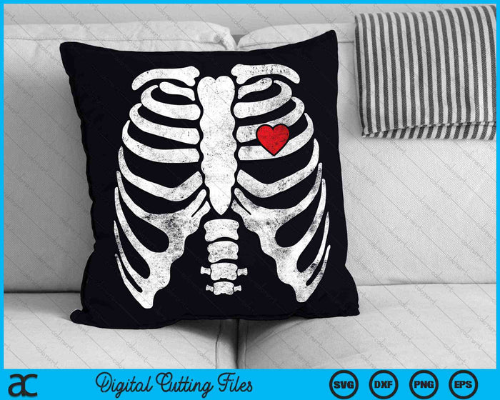 Heart Rib Cage X-Ray Halloween Skeleton SVG PNG Digital Cutting Files