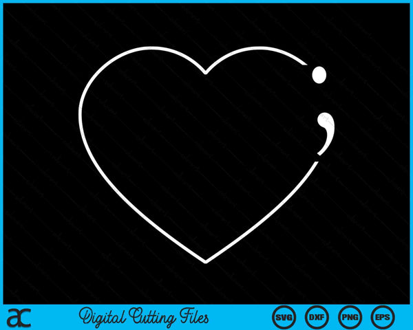 Heart Semicolon Mental Health Awareness SVG PNG Digital Cutting Files