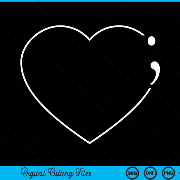 Heart semicolon mental health awareness SVG cut file