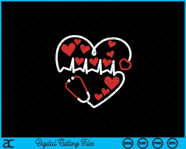 Heart Stethoscope Valentines Day Cool Nurse Nursing RN LPn SVG PNG Digital Printable Files