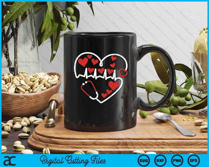 Heart Stethoscope Valentines Day Cool Nurse Nursing RN LPn SVG PNG Digital Printable Files