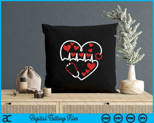 Heart Stethoscope Valentines Day Cool Nurse Nursing RN LPn SVG PNG Digital Printable Files