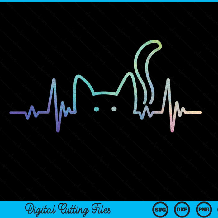 Heartbeat Cat Lover Animal Silhouette Cute Cat SVG PNG Digital Cutting File